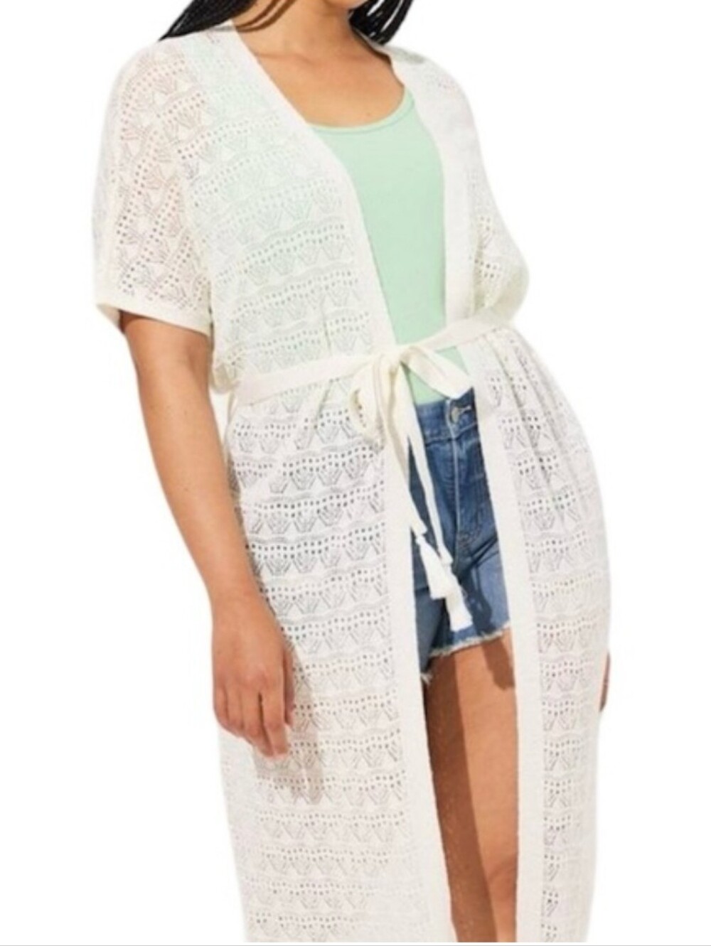 NWT Torrid Lace Crochet Duster Soft White/Off White Size 3/4